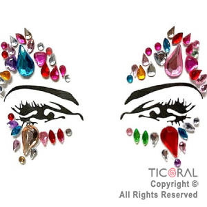 BRILLITOS AUTOADHESIVOS PARA ROSTRO FACE STICKER DECO MULTICOLOR X 1 UNIDADES